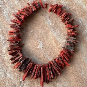 Large Natural Red Sponge Coral Bead Strand 132g Vintage Branch Chips Shards